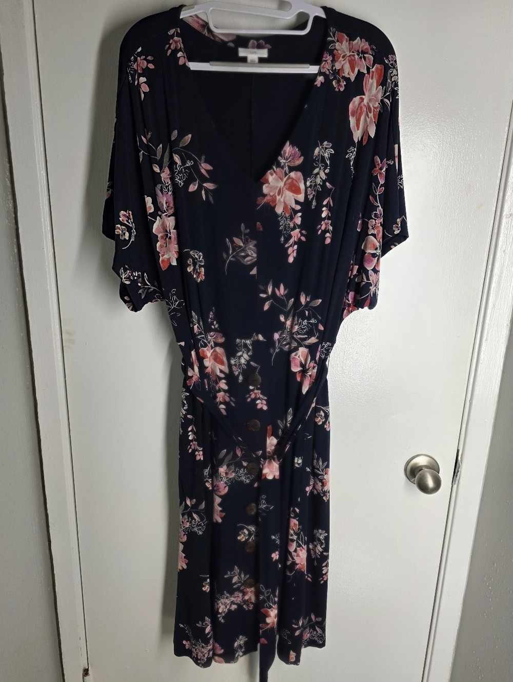 J Jill Navy Navy Blue Floral Dress Size Xl